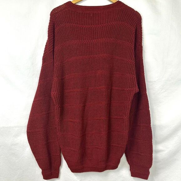 JANTZEN NWT Vintage 90s Dark Red Chunky Knit Crew Neck Sweater Men's XL Grunge - Picture 5 of 5